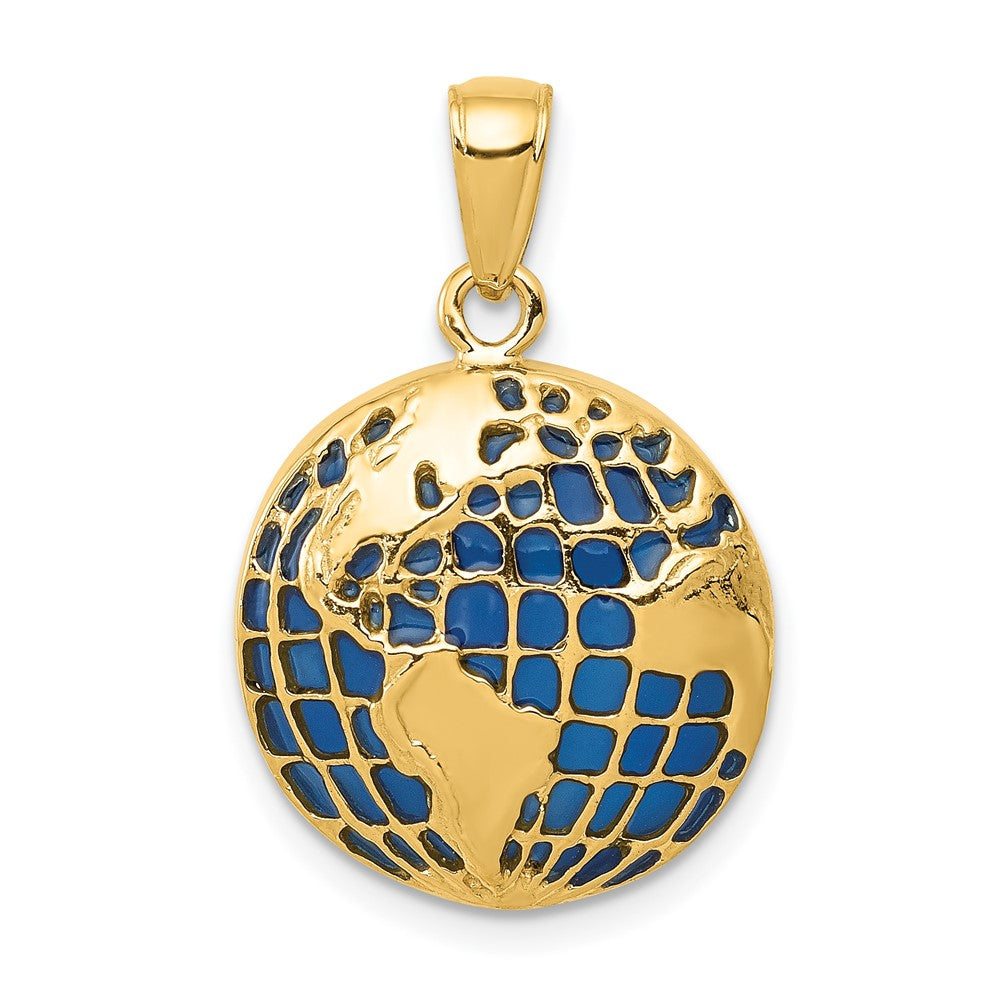 Dije de Globo Enameled Azul en Oro de 14k