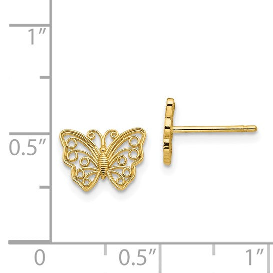 Pendientes de Botón con Mariposa en Oro de 14k