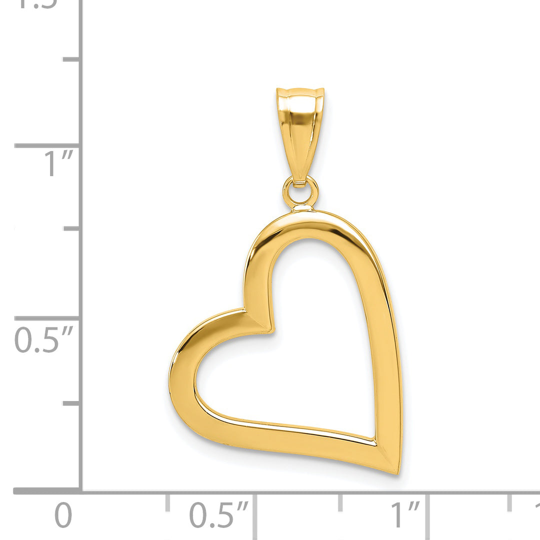 Colgante Corazón Torcido Pulido 14K Oro Amarillo