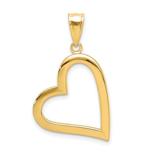 Colgante Corazón Torcido Pulido 14K Oro Amarillo