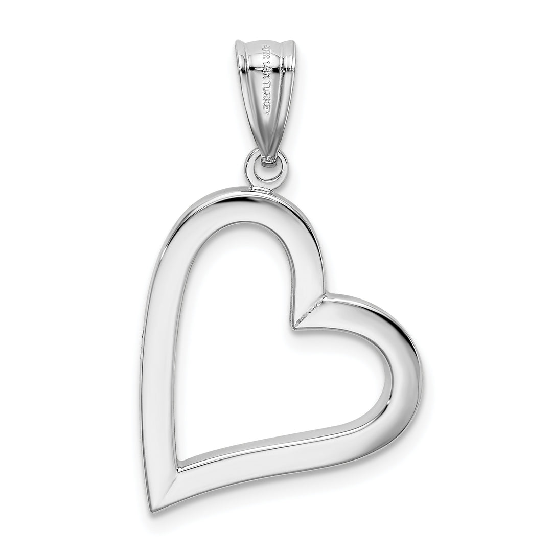 Colgante de Corazón Hueco Pulido de Oro Blanco de 14K