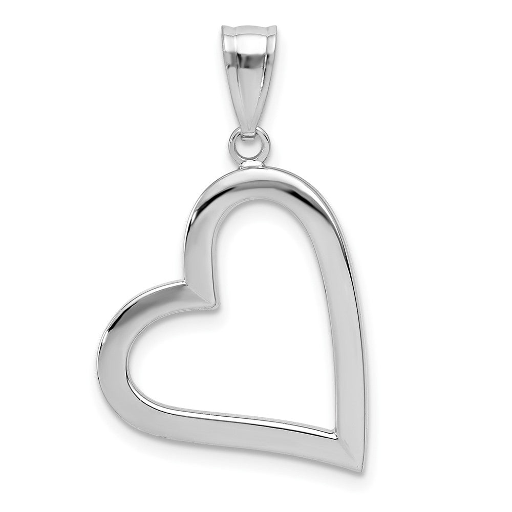 Colgante de Corazón Hueco Pulido de Oro Blanco de 14K