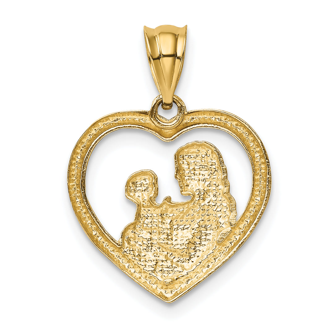 Dije Corazón Mamá/Bebé en Oro Amarillo de 14k Pulido y Satinado