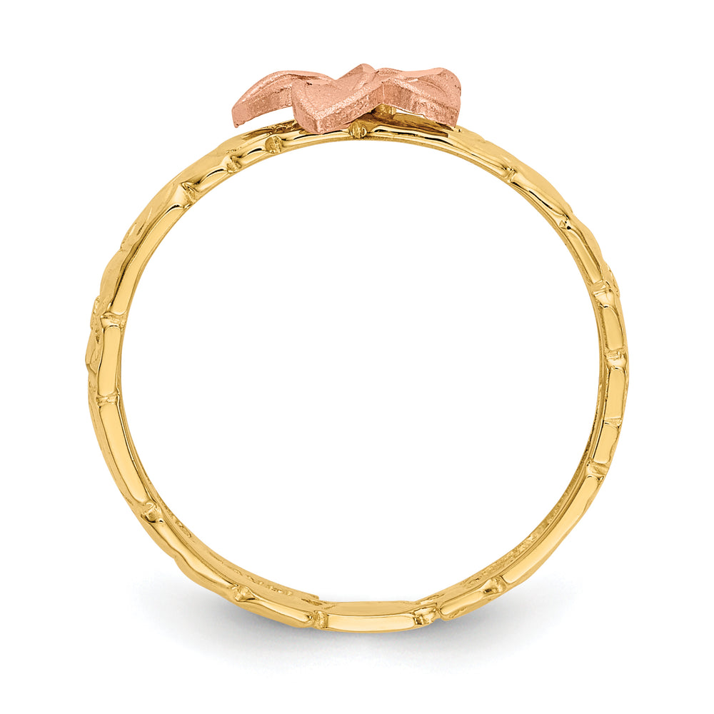 Anillo para Bebé Plumeria Bicolor en Oro de 14k