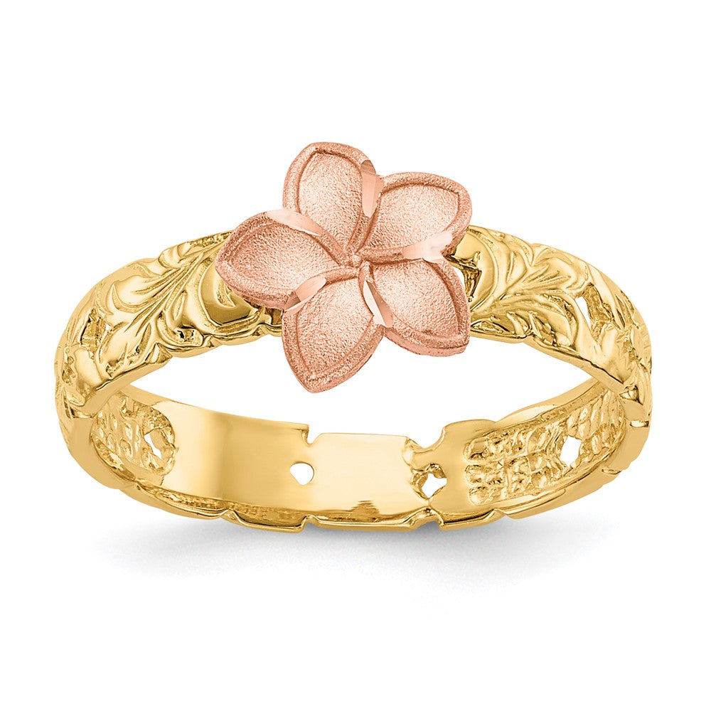 Anillo para Bebé Plumeria Bicolor en Oro de 14k