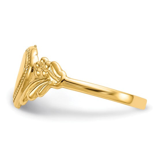 Anillo Corazón Pulido para Bebé en Oro Amarillo de 14k