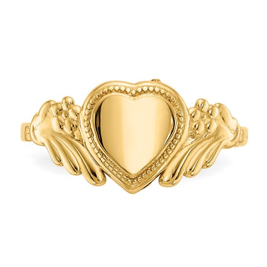 Anillo Corazón Pulido para Bebé en Oro Amarillo de 14k