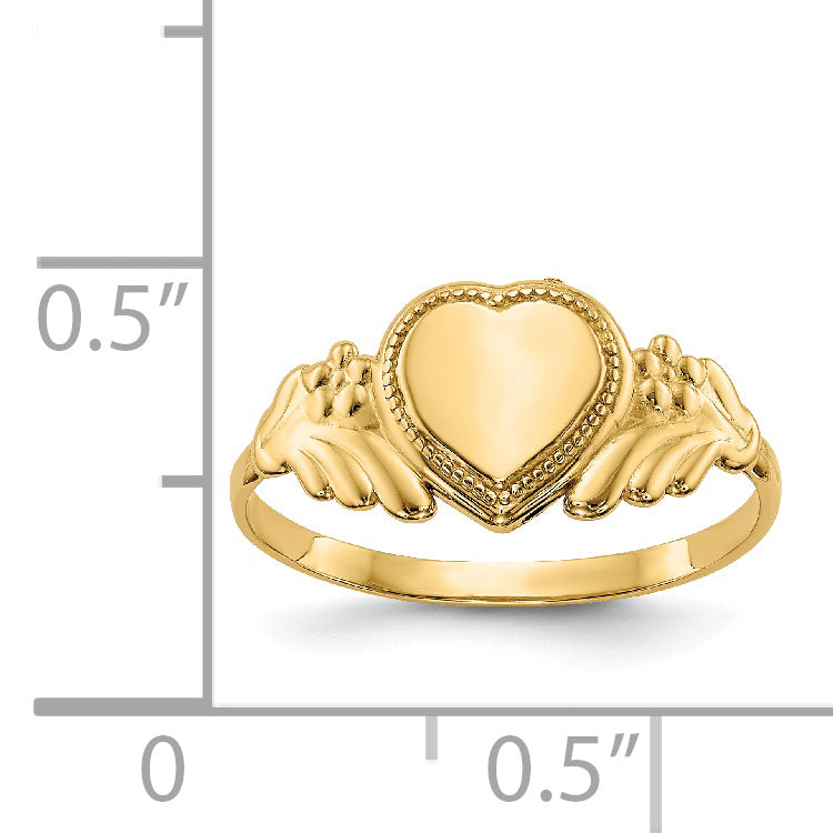 Anillo Corazón Pulido para Bebé en Oro Amarillo de 14k