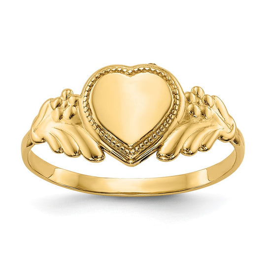 Anillo Corazón Pulido para Bebé en Oro Amarillo de 14k