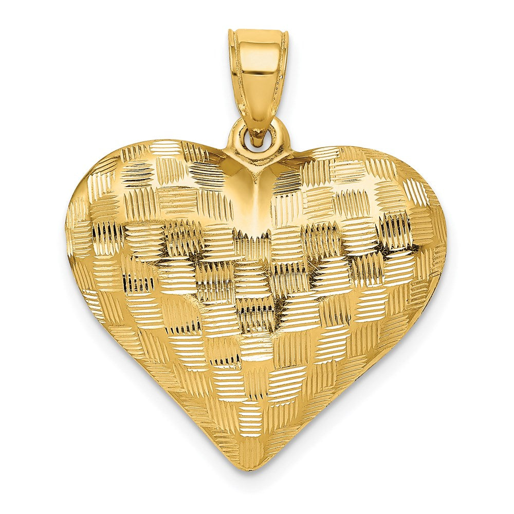 Dije Corazón en Patrón Trenzado 3D Pulido en Oro Amarillo de 14K