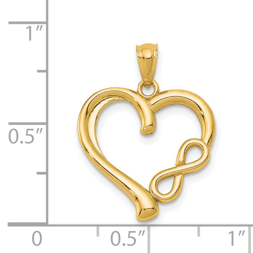 Dije de Corazón con Símbolo de Infinito en Oro Amarillo de 14K