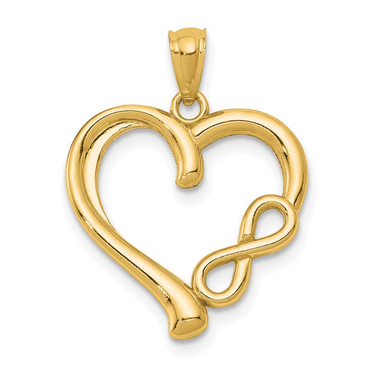 Dije de Corazón con Símbolo de Infinito en Oro Amarillo de 14K