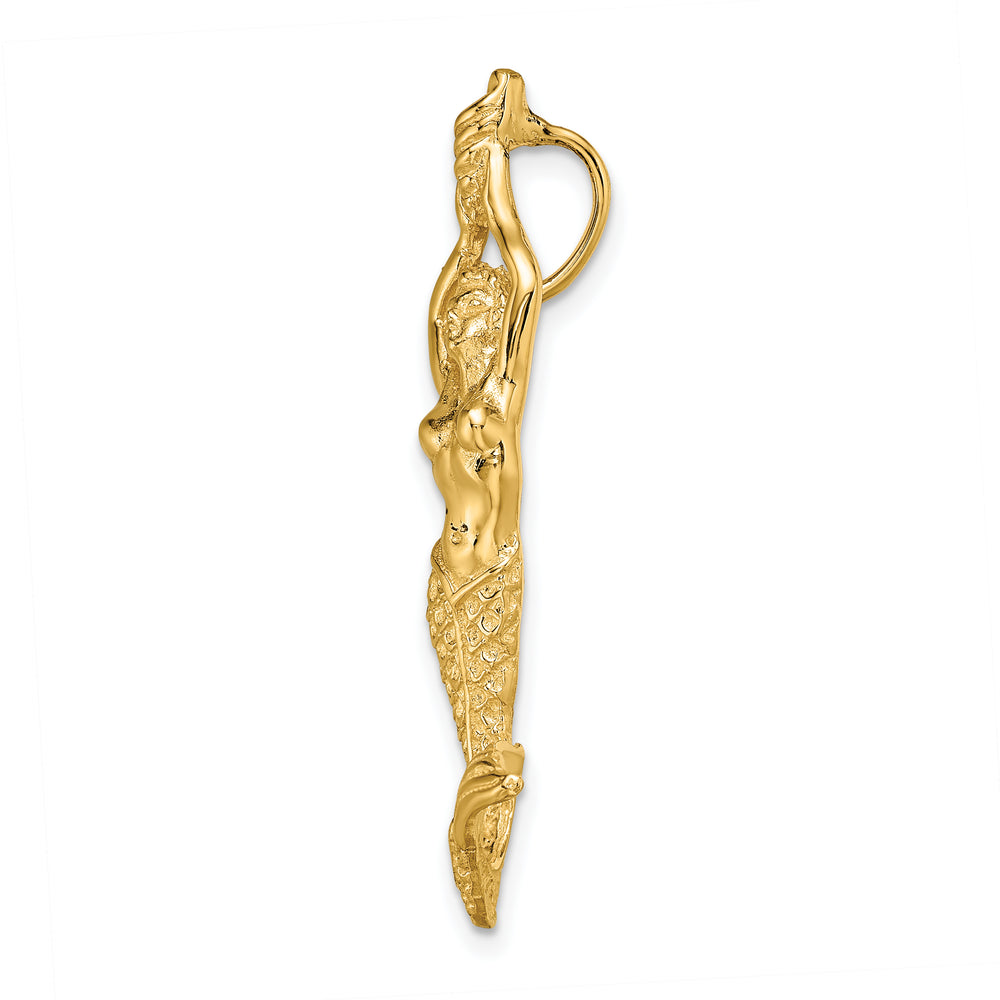 Colgante deslizante de Sirena en Oro de 14K (Pulido / Texturizado)