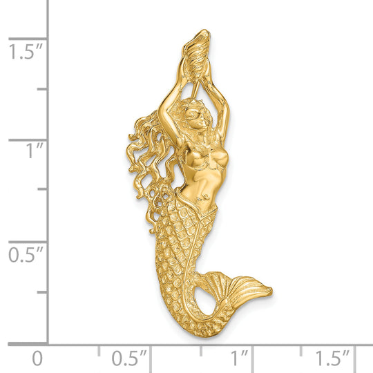 Colgante deslizante de Sirena en Oro de 14K (Pulido / Texturizado)