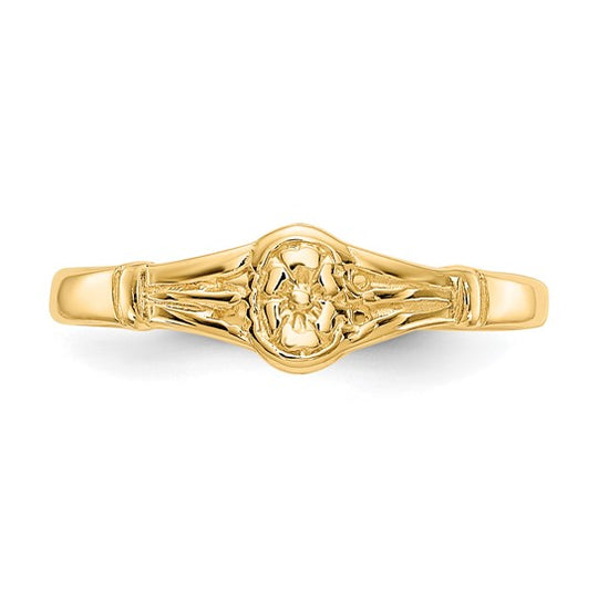 Anillo Ovalado Pulido para Bebé en Oro Amarillo de 14k