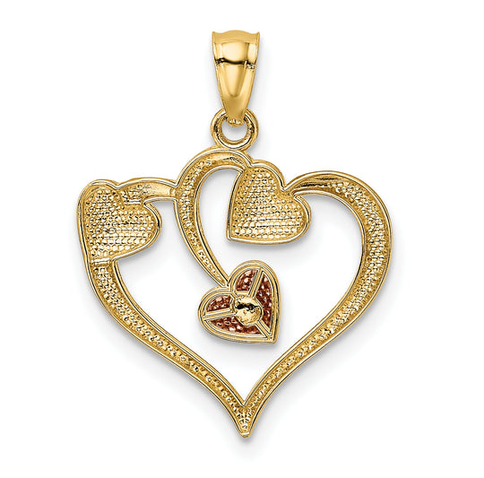 Dije de Corazones en Oro Bicolor de 14K con Rodio Blanco