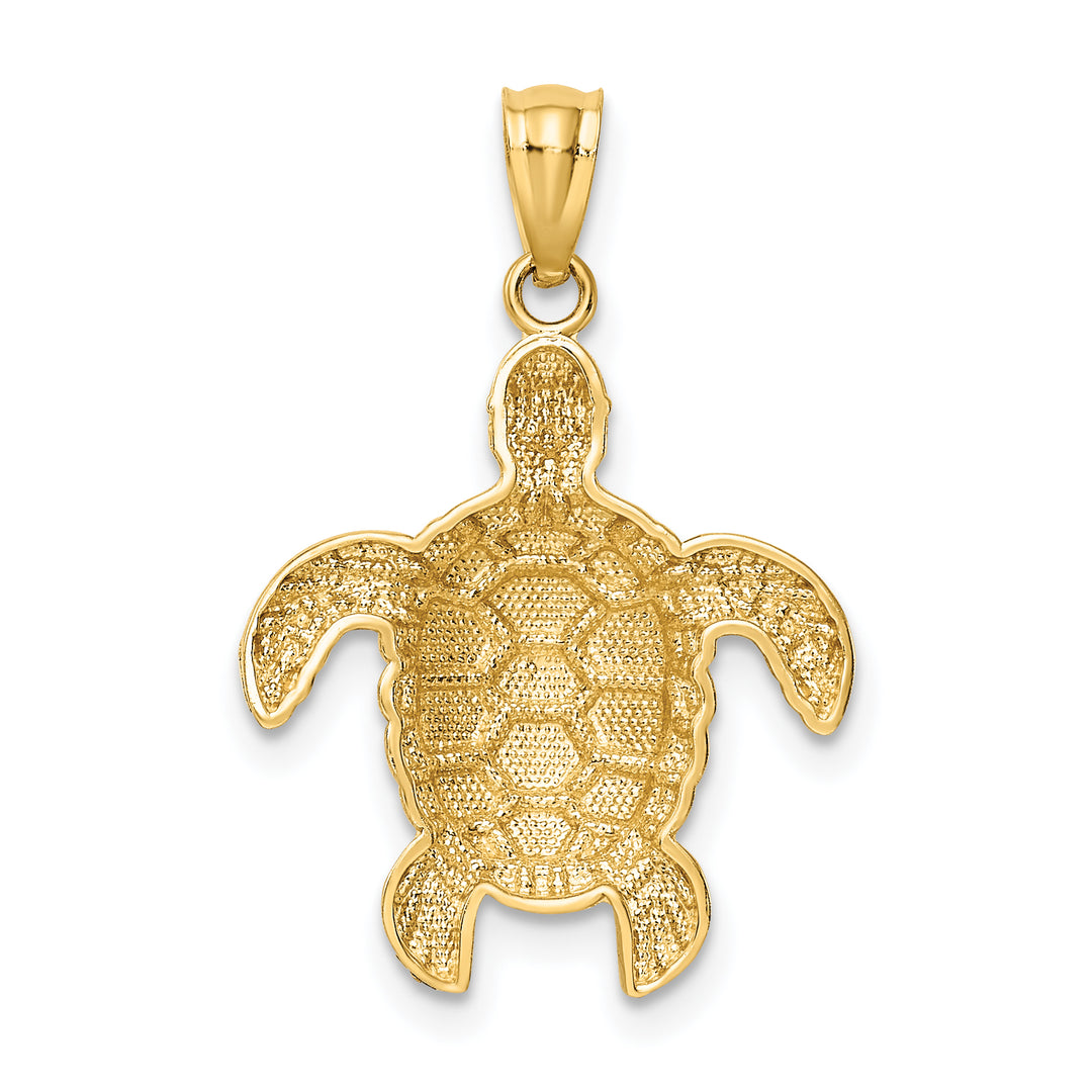 Colgante de Tortuga Marina Pulida con Corte Diamante de 14k