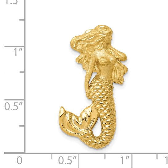 Deslizador de Cadena Sirena Pulido y Satinado con Corte Diamante en Oro de 14K