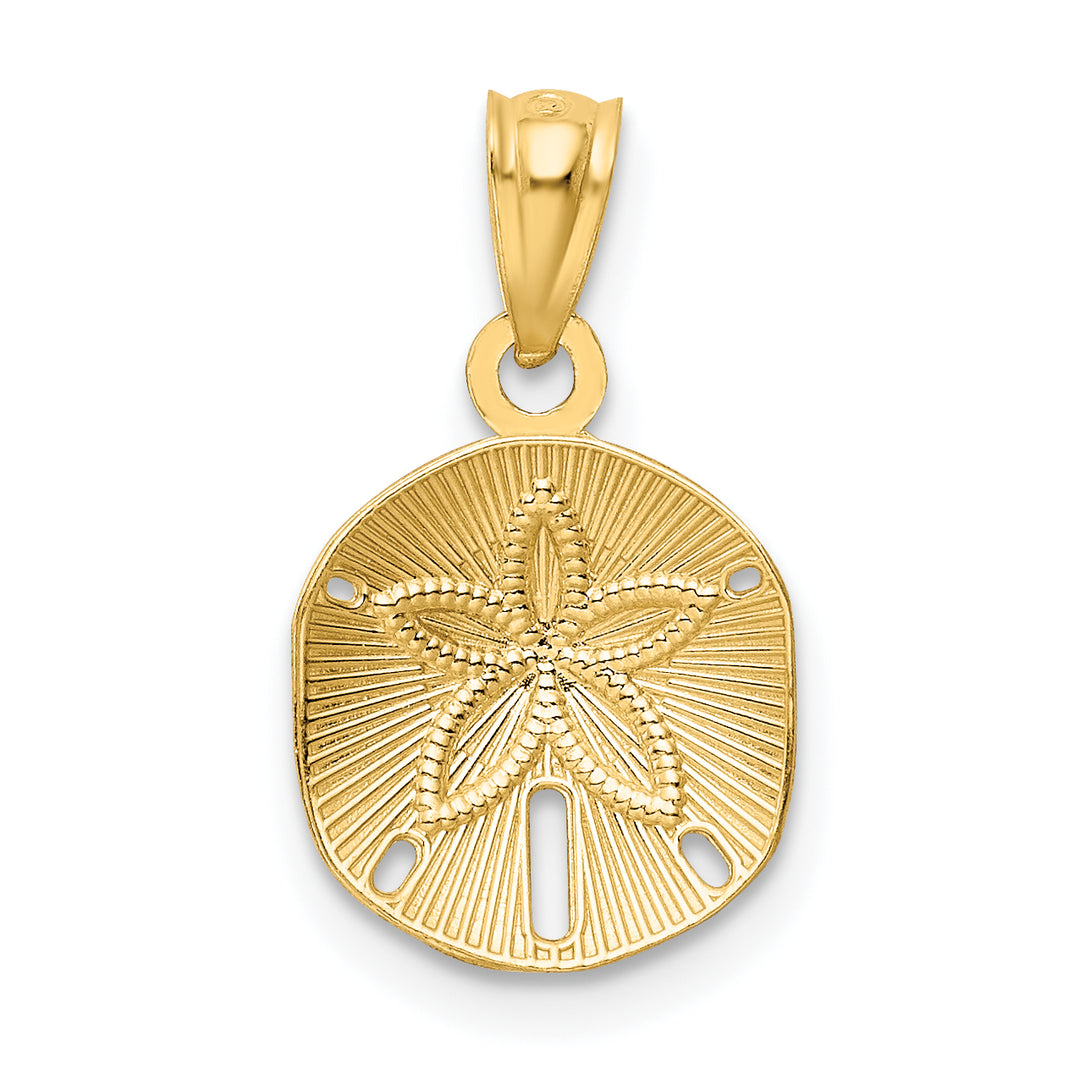 Colgante Sand Dollar Cortado en Diamante Satinado 14K Oro Amarillo