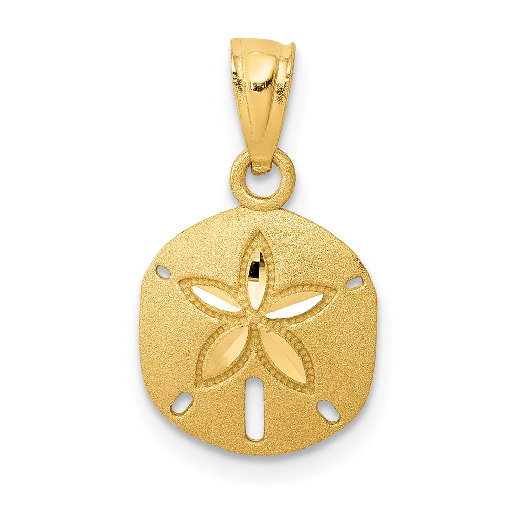 Colgante Sand Dollar Cortado en Diamante Satinado 14K Oro Amarillo