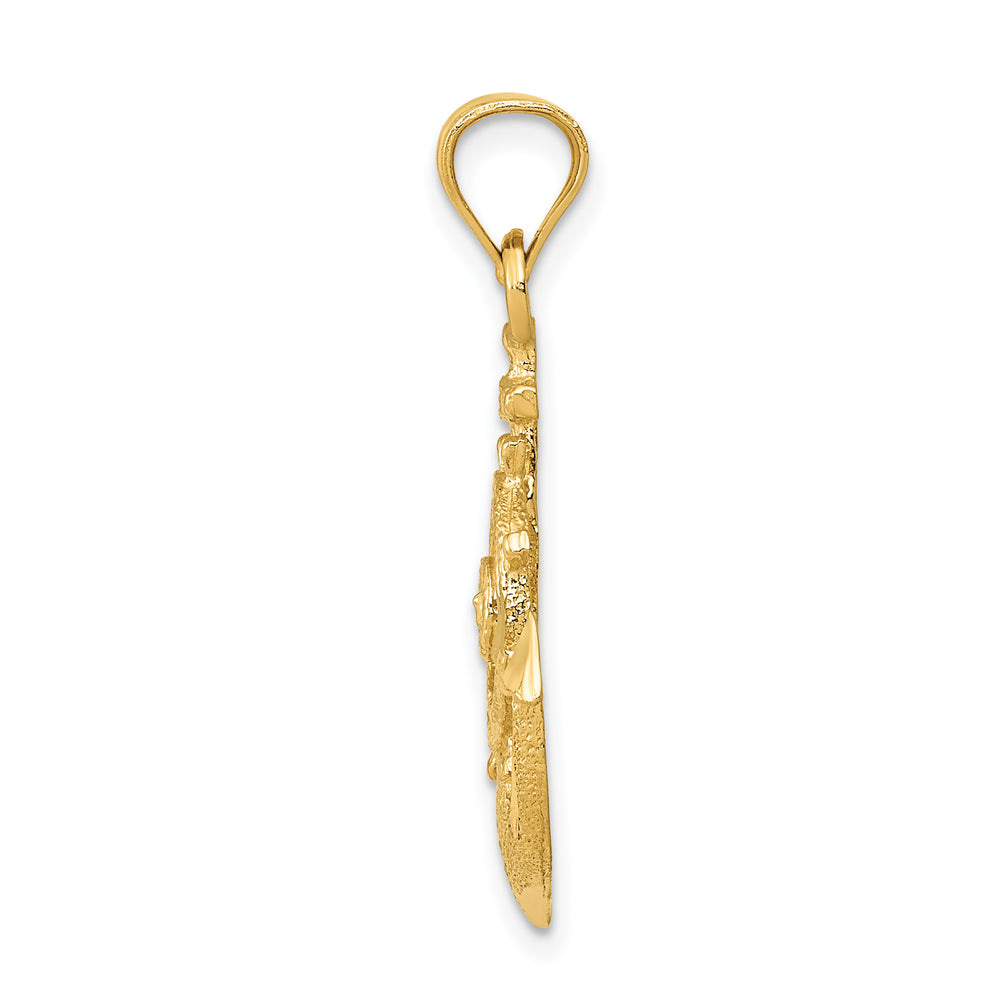 Colgante Ancla Satinado con Corte de Diamante en Oro de 14k