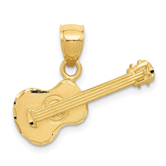 Dije de Guitarra Acústica Satinada con Corte Diamante en Oro de 14k