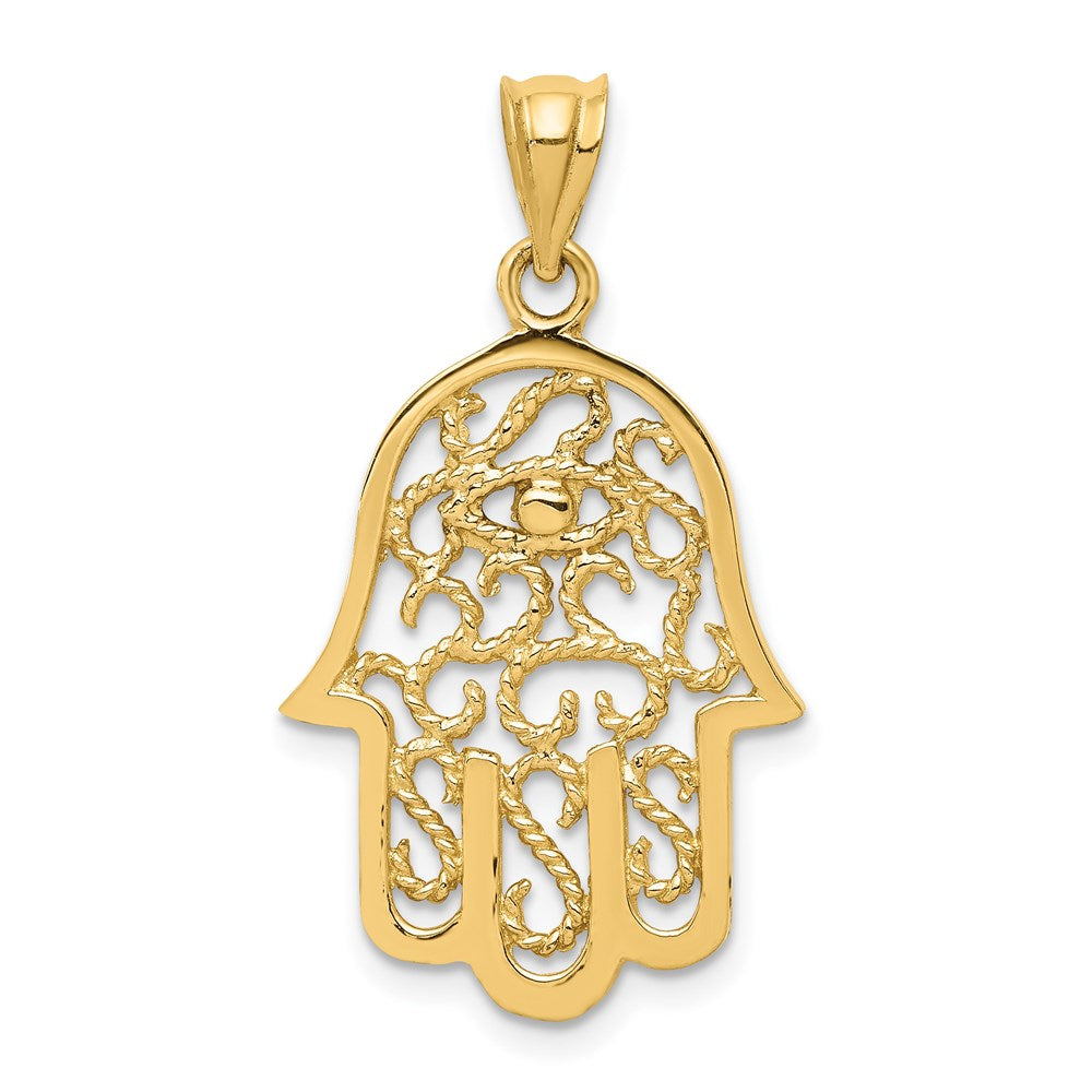 Dije Hamsa de Filigrana en Oro de 14k Pulido