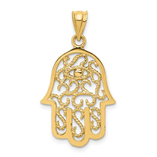 Dije Hamsa de Filigrana en Oro de 14k Pulido