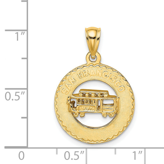 Dije de San Francisco con Tranvía en Oro Amarillo de 14k