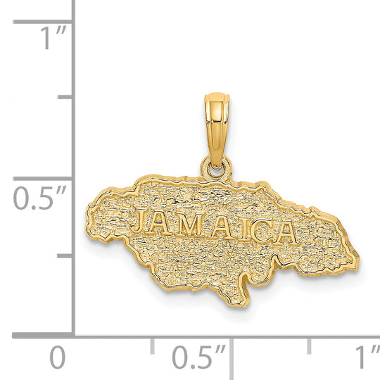 Dije Texturizado del Mapa de JAMAICA en Oro Amarillo de 14k