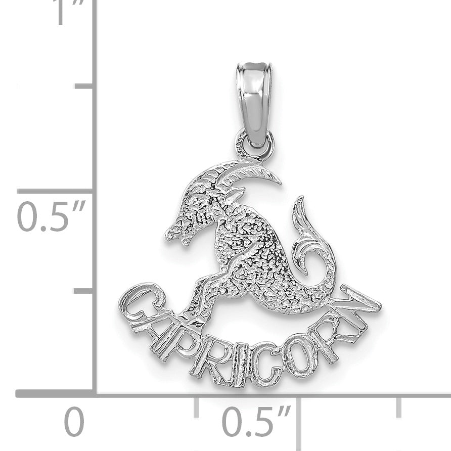 Dije Zodiacal de Capricornio en Oro Blanco de 14k con Rodio