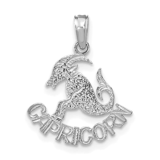 Dije Zodiacal de Capricornio en Oro Blanco de 14k con Rodio