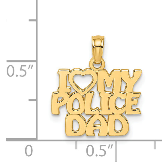 Charm "I HEART MY POLICE DAD" en Oro Amarillo de 14K