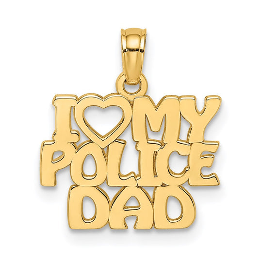 Charm "I HEART MY POLICE DAD" en Oro Amarillo de 14K