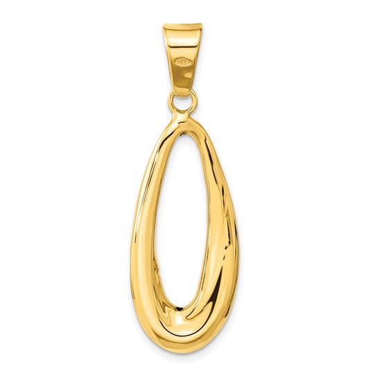 Dije Ovalado Hueco en Oro Amarillo de 14K