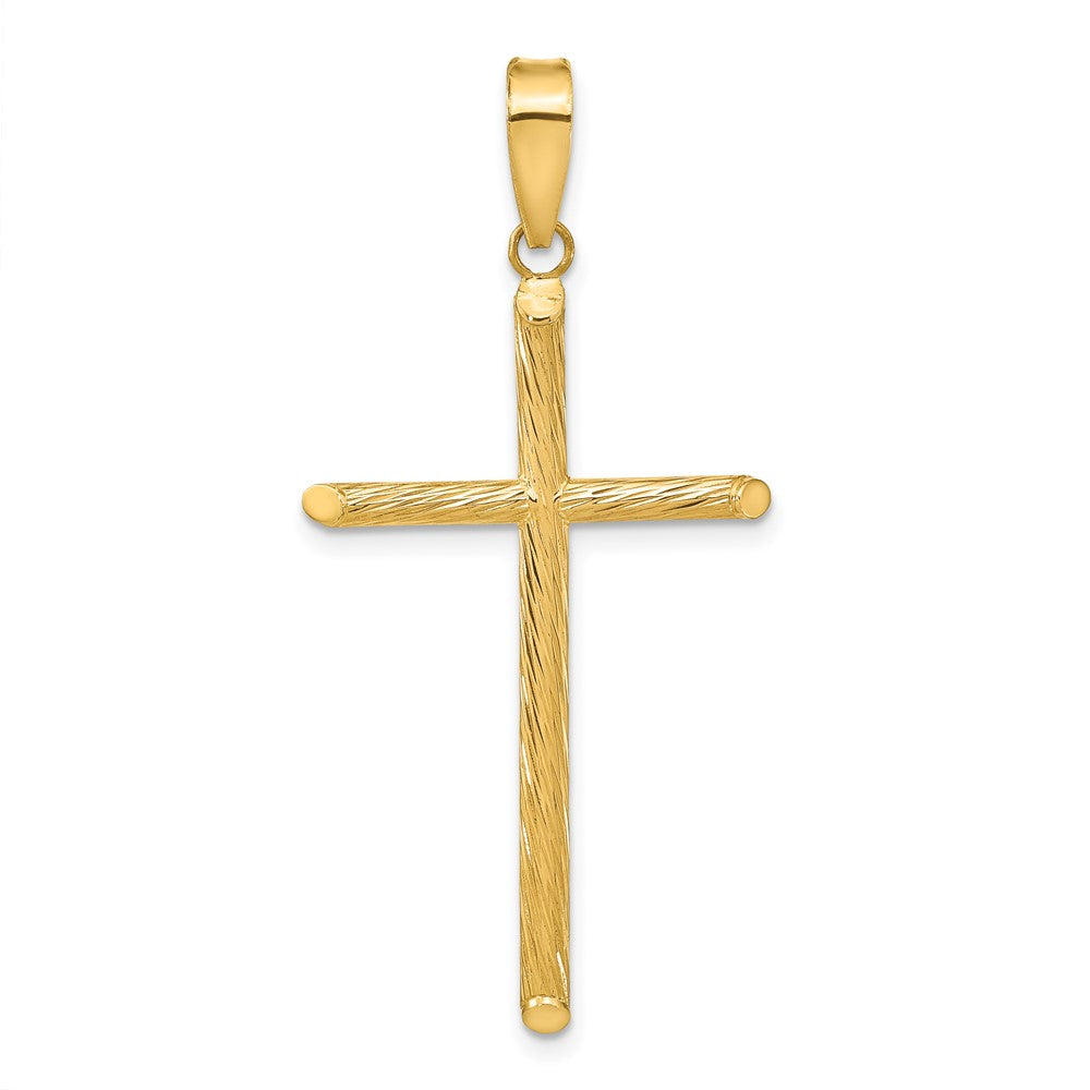 Colgante de Cruz Elegante Pulida y Texturizada en Oro Amarillo de 14K