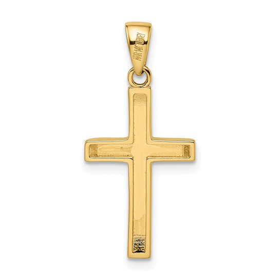 Colgante de Crucifijo Mediano en Oro Bicolor de 14k con Rodio Blanco y Biselado