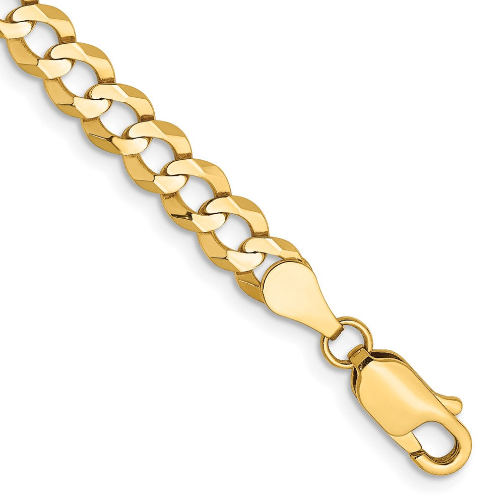 Pulsera de Oro Amarillo de 14k, 8 pulgadas, 4.7mm, Estilo Cubano Plano Ligero con Cierre de Langosta