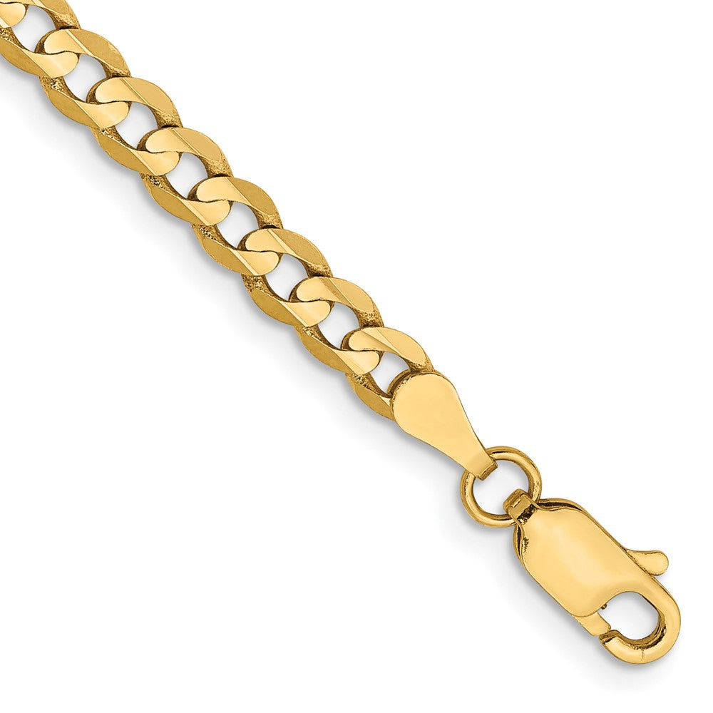 Pulsera de eslabones cóncava abierta de 14k y 3,8 mm