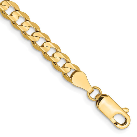 Pulsera de eslabones cóncava abierta de 14k y 4,5 mm