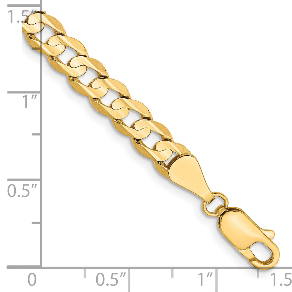 Pulsera Curb de 7 pulgadas y 5.25 mm con Bisel Abierto y Cierre de Langosta en Oro de 14k