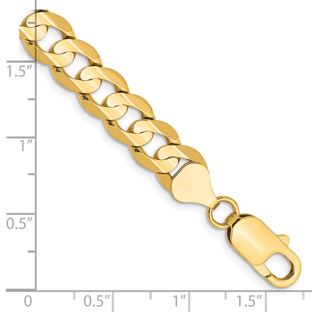 Pulsera Curb de 9 pulgadas y 7.5 mm con Bisel Abierto y Cierre de Langosta en Oro de 14k