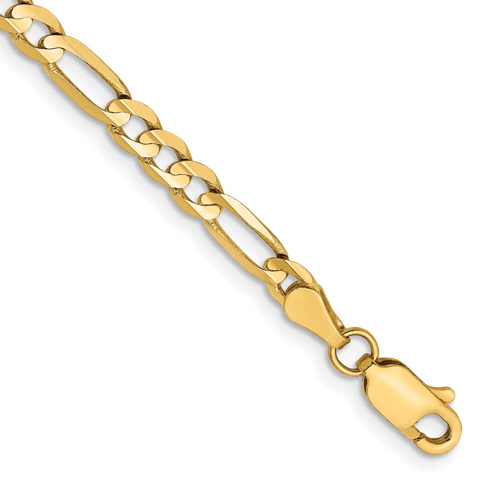 Pulsera Figaro abierta cóncava de 14k y 4 mm