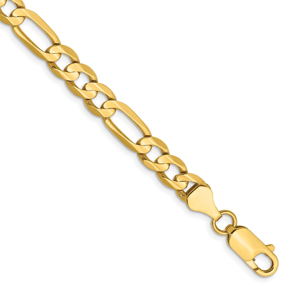 Pulsera Figaro abierta cóncava de 14k y 6 mm