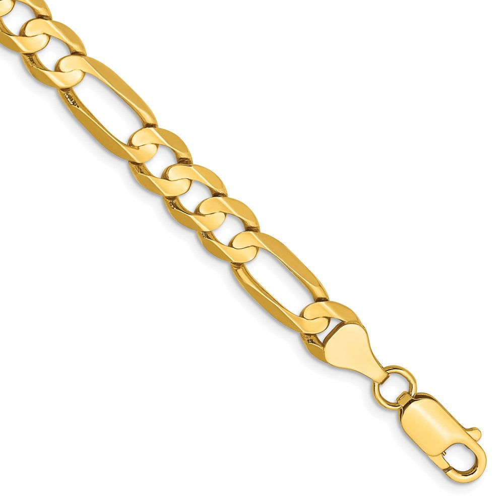 Pulsera Figaro abierta cóncava de 14k y 6,75 mm