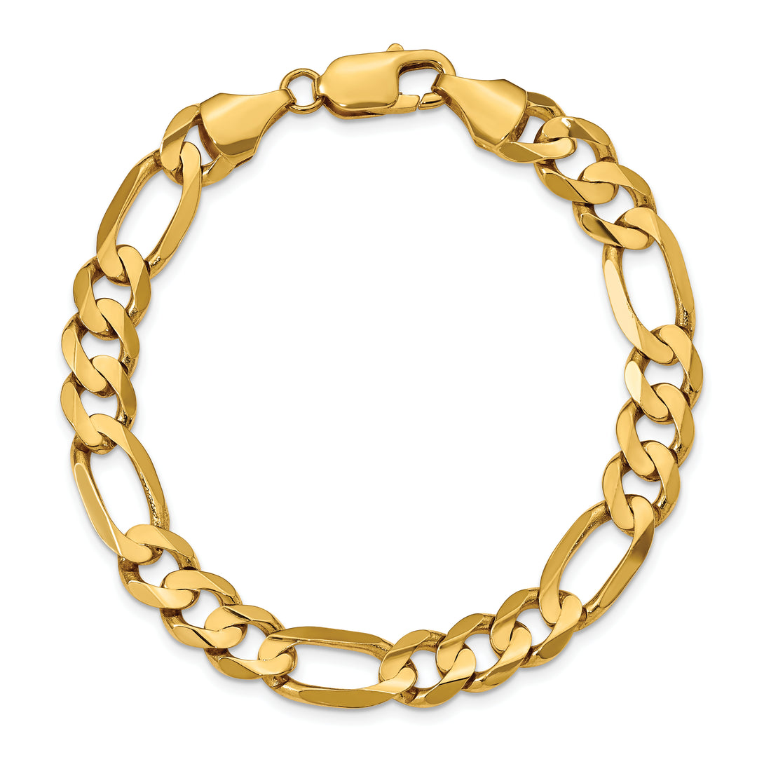 Pulsera Figaro abierta cóncava de 14k y 8,75 mm