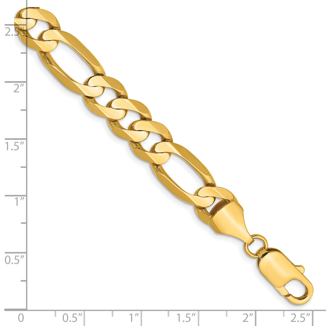 Pulsera Figaro abierta cóncava de 14k y 8,75 mm