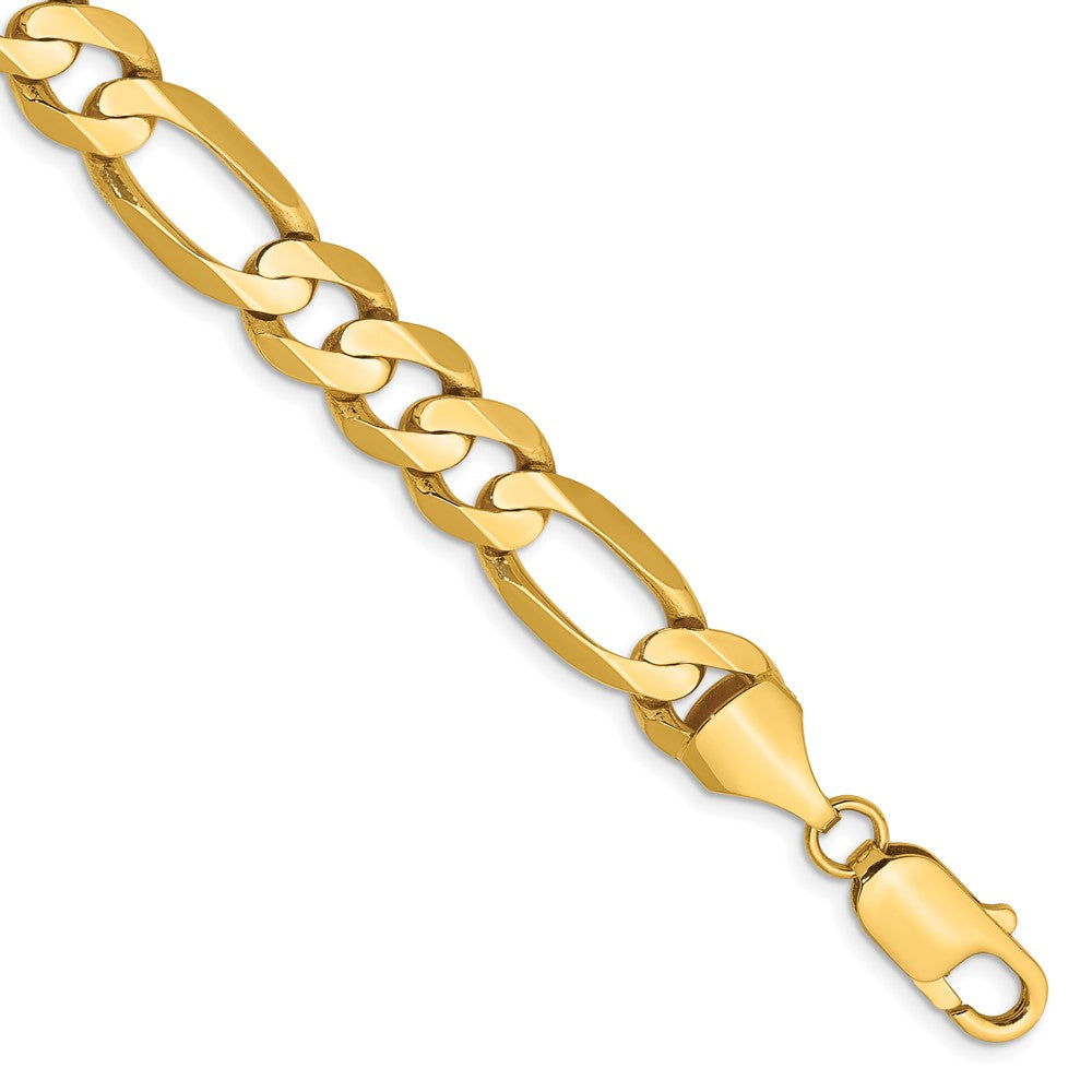 Pulsera Figaro abierta cóncava de 14k y 8,75 mm