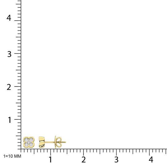 Diamante cultivado en laboratorio de oro amarillo de 10 quilates, 1/5 quilates total. Pendientes de moda