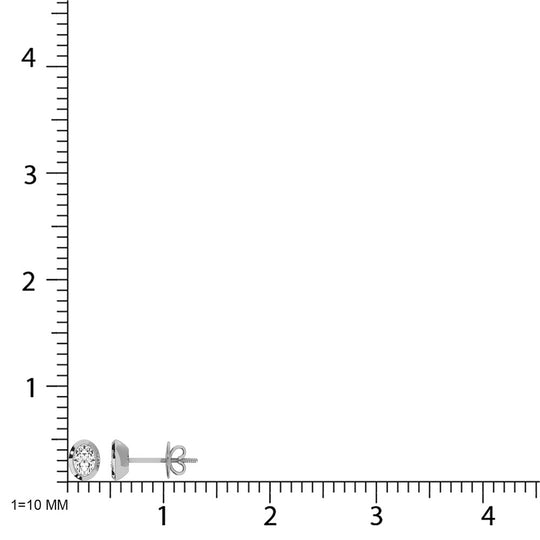 Diamante cultivado en laboratorio de oro blanco de 10 quilates, 1/6 quilates total. Aretes de forma ovalada